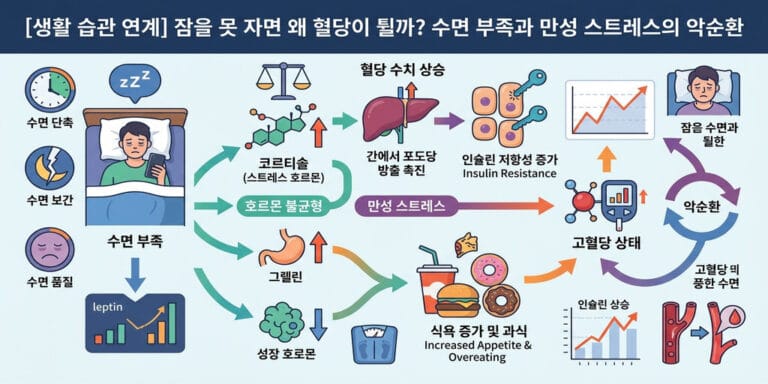 [생활 습관 연계] 잠을 못 자면 왜 혈당이 튈까? 수면 부족과 만성 스트레스의 악순환
