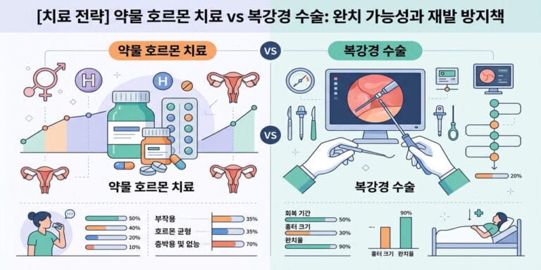 [치료 전략] 약물 호르몬 치료 vs 복강경 수술: 완치 가능성과 재발 방지책